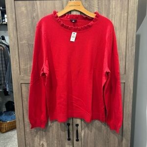 NWT Talbots XLP Petite Sweater Ruffle Neck Red